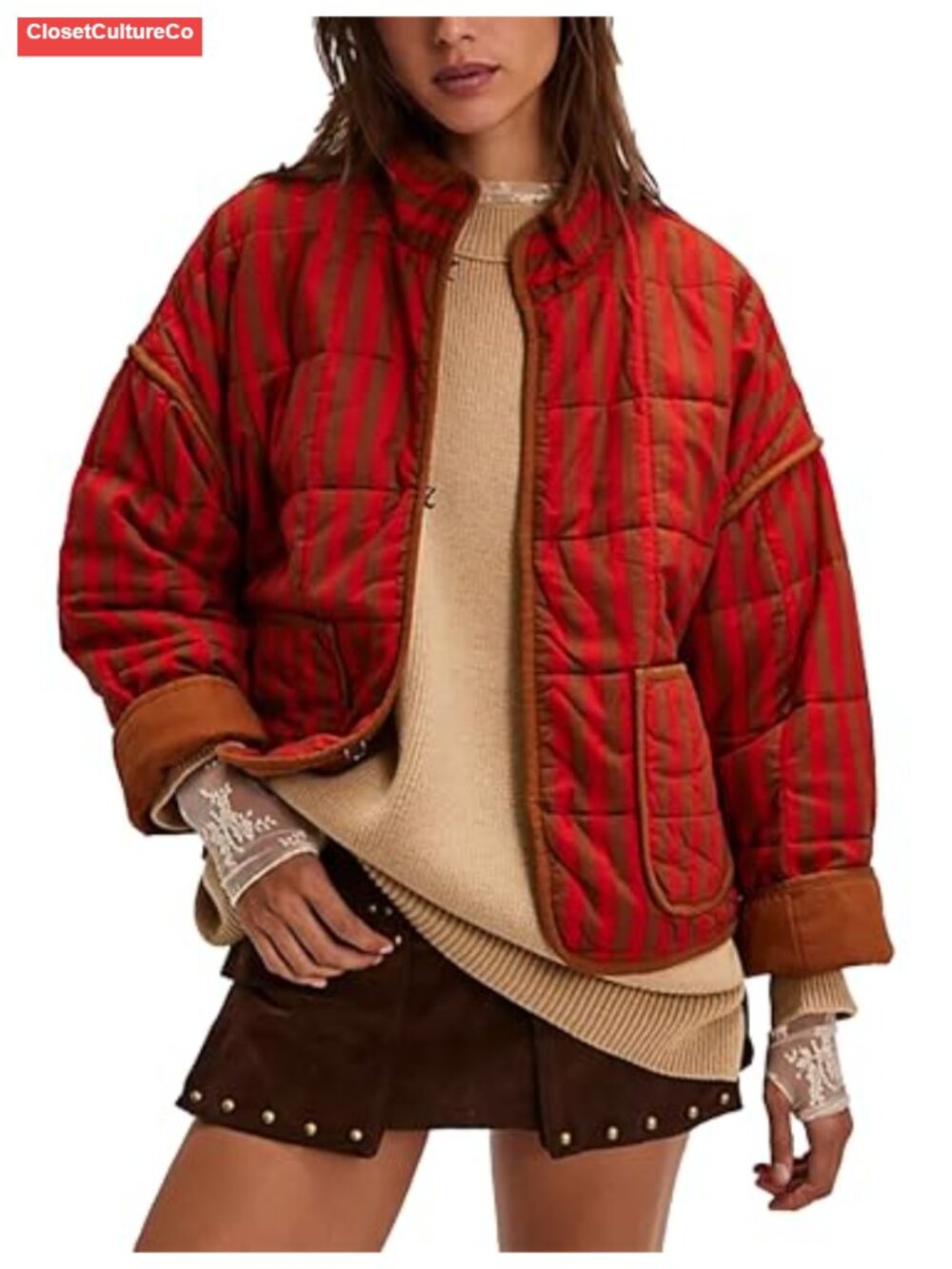 Womens Cropped Floral Puffer Jacket Lightweight Open Front Quilted